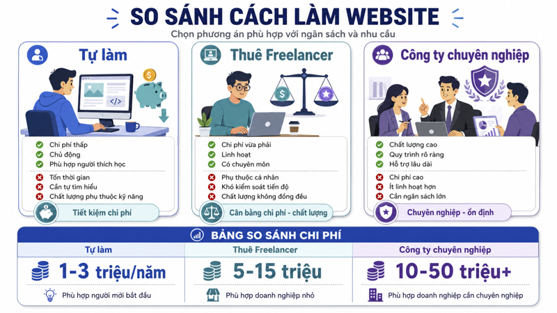 So Sánh Các Hình Thức Làm Website Hiện Nay