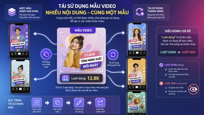 Cơ chế thưởng theo lượt dùng mẫu CapCut