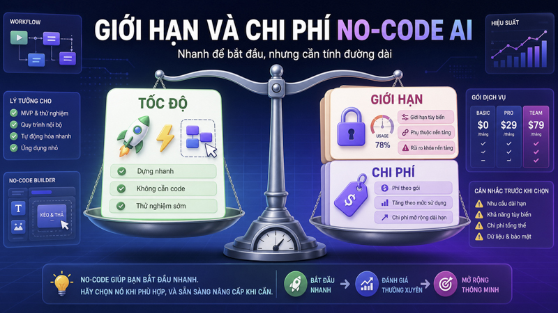Giới hạn và chi phí no-code AI
