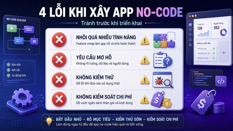 Lỗi thường gặp khi tạo app no-code AI