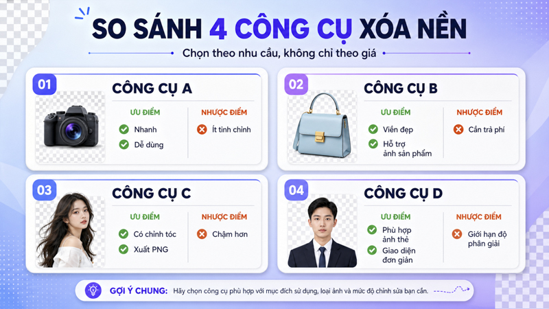 So sánh Background Remover Canva với công cụ khác