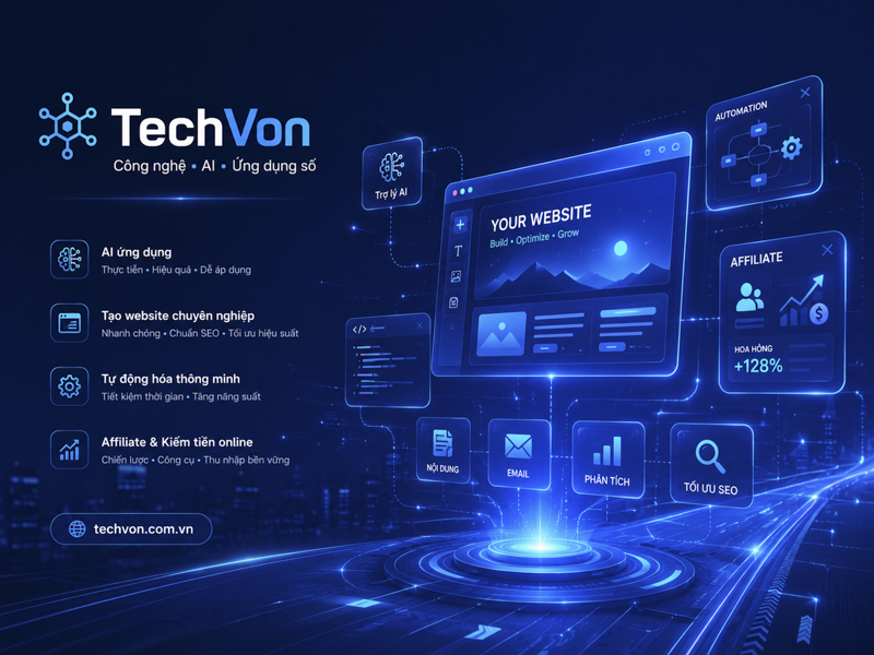 Không gian làm việc với AI, WordPress và hệ thống máy chủ
