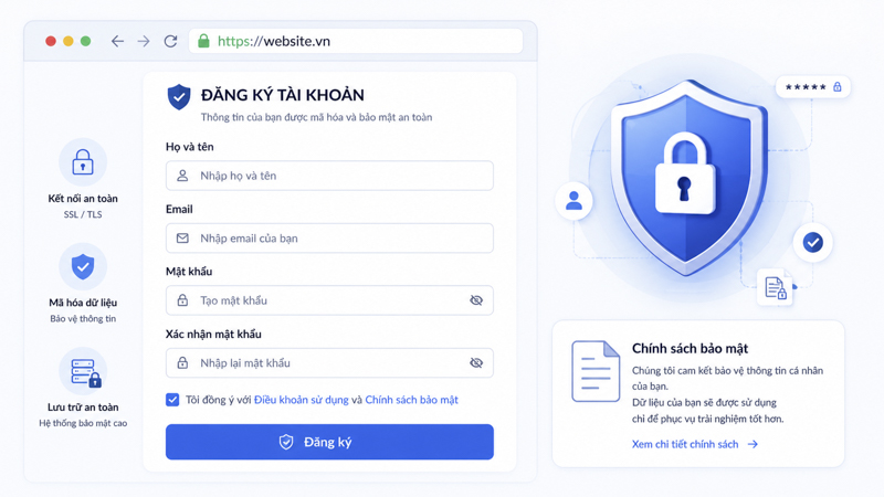 Bảo mật dữ liệu đăng ký người dùng