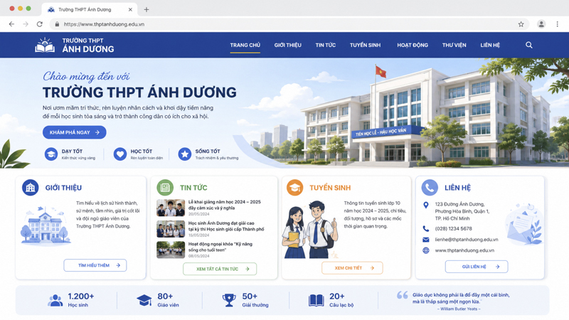 Cấu trúc nội dung website trường học