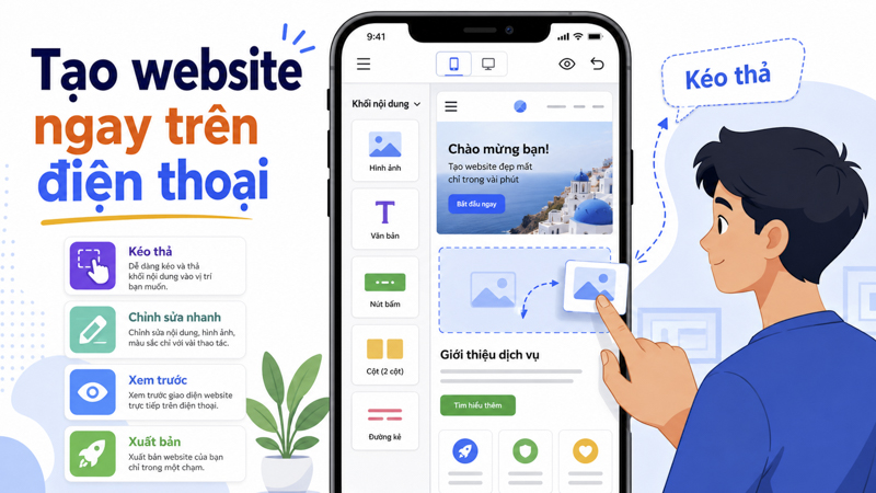 tạo website trên điện thoại
