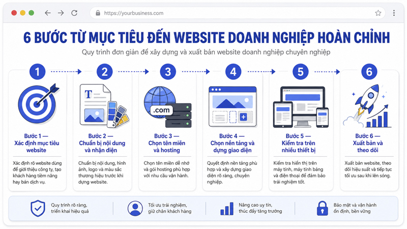 Hướng dẫn thiết lập website cho doanh nghiệp từng bước