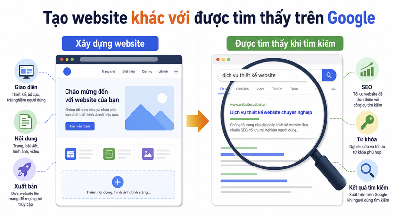 Website xuất hiện trên google