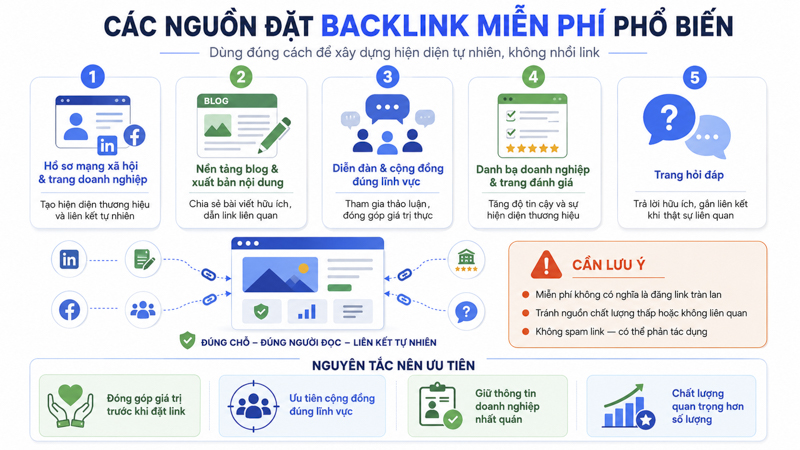 Các Nguồn Đặt Backlink Miễn Phí Phổ Biến